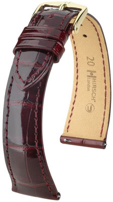 Bracelet en cuir Hirsch London 04307160-7, rouge, peau d'alligator, Quick Release