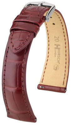 Bracelet en cuir Hirsch London 04307169-2, rouge, peau d'alligator, Quick Release