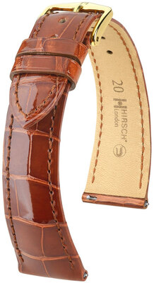 Bracelet en cuir Hirsch London 04307170-7, brun, peau d'alligator, Quick Release