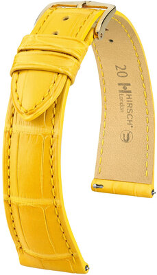 Bracelet en cuir Hirsch London 04307172-7, jaune, peau d'alligator, Quick Release