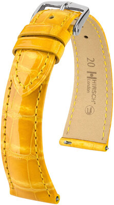 Bracelet en cuir Hirsch London 04307173-2, jaune, peau d'alligator, Quick Release