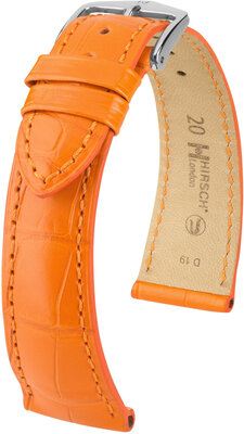 Bracelet en cuir Hirsch London 04307176-2, orange, peau d'alligator, Quick Release