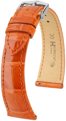 Bracelet en cuir Hirsch London 04307177-2, orange, peau d'alligator, Quick Release