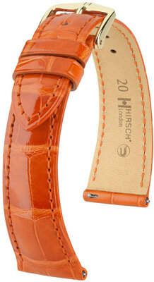 Bracelet en cuir Hirsch London 04307177-7, orange, peau d'alligator, Quick Release