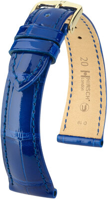 Bracelet en cuir Hirsch London 04307182-7, bleu, peau d'alligator, Quick Release