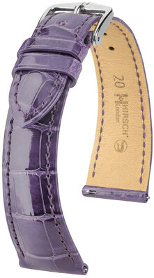 Bracelet en cuir Hirsch London 04307184-2, violet, peau d'alligator, Quick Release