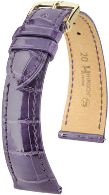 Bracelet en cuir Hirsch London 04307184-7, violet, peau d'alligator, Quick Release