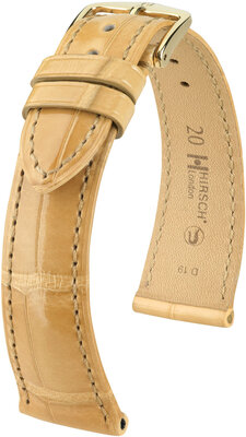Bracelet en cuir Hirsch London 04307190-7, beige, peau d'alligator, Quick Release