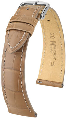 Bracelet en cuir Hirsch London 04307199-2, beige, peau d'alligator, Quick Release