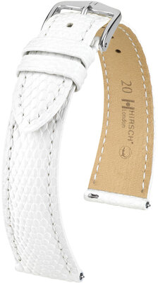 Bracelet en cuir Hirsch London 04366100-2, blanc, peau de lézard, Quick Release