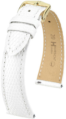 Bracelet en cuir Hirsch London 04366100-7, blanc, peau de lézard, Quick Release