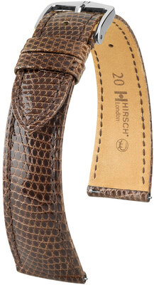 Bracelet en cuir Hirsch London 04366110-2, brun, peau de lézard, Quick Release