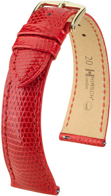 Bracelet en cuir Hirsch London 04366120-7, rouge, peau de lézard, Quick Release
