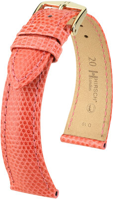 Bracelet en cuir Hirsch London 04366122-7, rose, peau de lézard, Quick Release