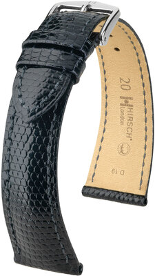 Bracelet en cuir Hirsch London 04366150-2, noir, peau de lézard, Quick Release
