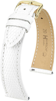 Bracelet en cuir Hirsch London L 04366000-7, blanc, cuir de lézard, longueur L, Quick Release