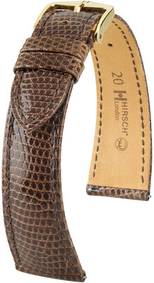Bracelet en cuir Hirsch London L 04366010-7, marron, cuir de lézard, longueur L, Quick Release