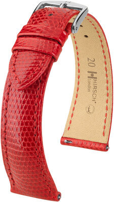Courroie en cuir Hirsch London L 04366020-2, rouge, cuir de lézard, longueur L, Quick Release