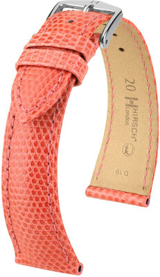 Courroie en cuir Hirsch London L 04366022-2, orange, cuir de lézard, longueur L, Quick Release