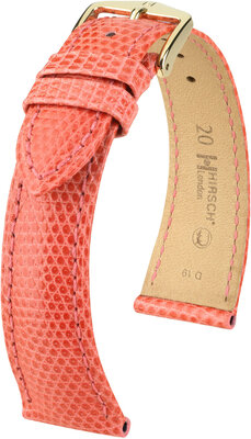 Courroie en cuir Hirsch London L 04366022-7, orange, cuir de lézard, longueur L, Quick Release