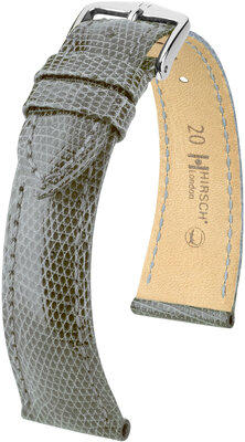 Courroie en cuir Hirsch London L 04366030-2, gris, cuir de lézard, longueur L, Quick Release