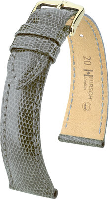 Courroie en cuir Hirsch London L 04366030-7, gris, cuir de lézard, longueur L, Quick Release