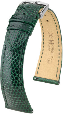 Courroie en cuir Hirsch London L 04366040-2, vert, cuir de lézard, longueur L, Quick Release