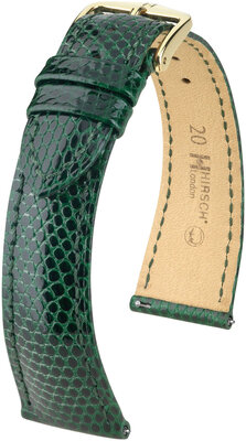 Courroie en cuir Hirsch London L 04366040-7, vert, cuir de lézard, longueur L, Quick Release