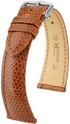Courroie en cuir Hirsch London L 04366070-2, marron, cuir de lézard, longueur L, Quick Release