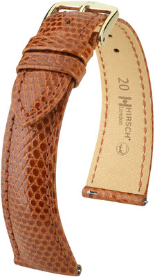 Bracelet en cuir Hirsch London L 04366070-7, marron, cuir de lézard, longueur L, Quick Release