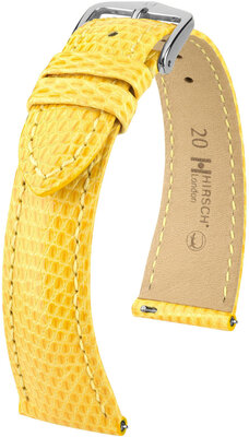 Courroie en cuir Hirsch London L 04366072-2, jaune, cuir de lézard, longueur L, Quick Release