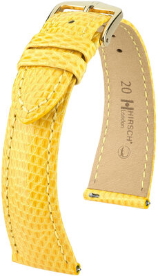 Courroie en cuir Hirsch London L 04366072-7, jaune, cuir de lézard, longueur L, Quick Release