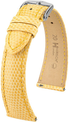 Courroie en cuir Hirsch London L 04366073-2, jaune, cuir de lézard, longueur L, Quick Release