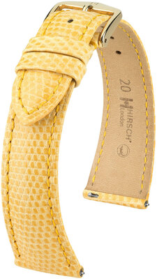 Courroie en cuir Hirsch London L 04366073-7, jaune, cuir de lézard, longueur L, Quick Release