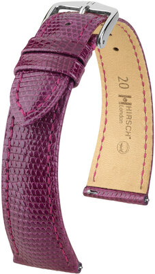 Courroie en cuir Hirsch London L 04366087-2, violet, cuir de lézard, longueur L, Quick Release