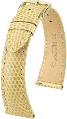 Courroie en cuir Hirsch London L 04366090-7, beige, cuir de lézard, longueur L, Quick Release
