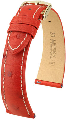 Courroie en cuir Hirsch Massai Ostrich L 04362021-7, rouge, cuir d'autruche, longueur L, Quick Release