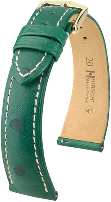 Courroie en cuir Hirsch Massai Ostrich L 04362041-7, vert, cuir d'autruche, longueur L, Quick Release