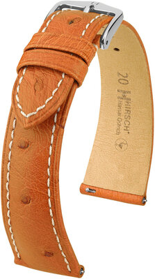 Courroie en cuir Hirsch Massai Ostrich L 04362071-2, marron, cuir d'autruche, longueur L, Quick Release