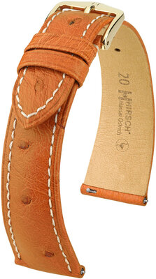 Courroie en cuir Hirsch Massai Ostrich L 04362071-7, marron, cuir d'autruche, longueur L, Quick Release