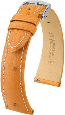 Courroie en cuir Hirsch Massai Ostrich L 04362074-2, marron, cuir d'autruche, longueur L, Quick Release