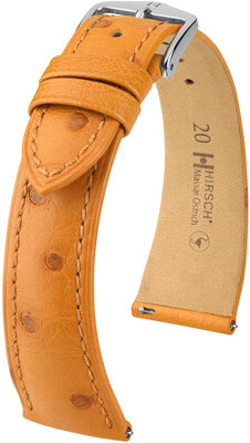 Courroie en cuir Hirsch Massai Ostrich L 04362075-2, marron, cuir d'autruche, longueur L, Quick Release