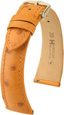 Courroie en cuir Hirsch Massai Ostrich L 04362075-7, marron, cuir d'autruche, longueur L, Quick Release
