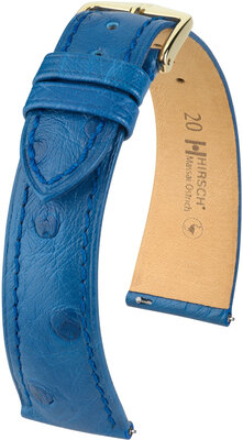 Courroie en cuir Hirsch Massai Ostrich L 04362085-7, bleu, cuir d'autruche, longueur L, Quick Release