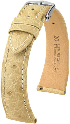 Courroie en cuir Hirsch Massai Ostrich L 04362090-2, beige, cuir d'autruche, longueur L, Quick Release