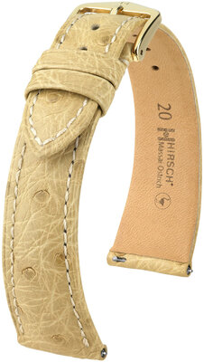 Courroie en cuir Hirsch Massai Ostrich L 04362090-7, beige, cuir d'autruche, longueur L, Quick Release