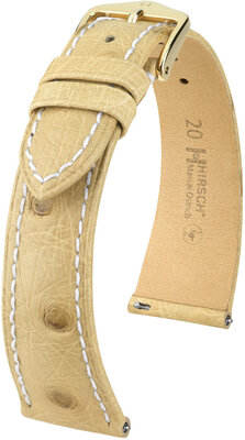 Courroie en cuir Hirsch Massai Ostrich L 04362091-7, beige, cuir d'autruche, longueur L, Quick Release