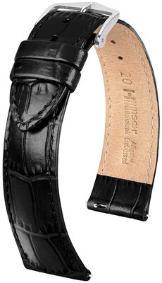 Bracelet en cuir Hirsch Louisianalook L 03427050-2, noir, veau, longueur L, Quick Release