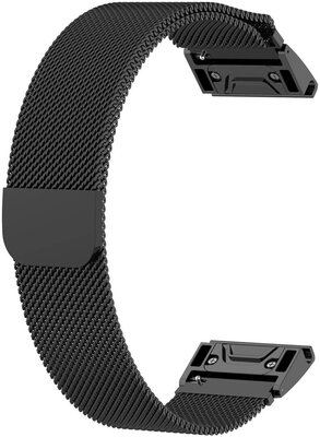 Bracelet en acier Ricardo 20mm (pro Garmin Fenix 8/7S/6S (43mm), aj.), noir V2, QuickFit