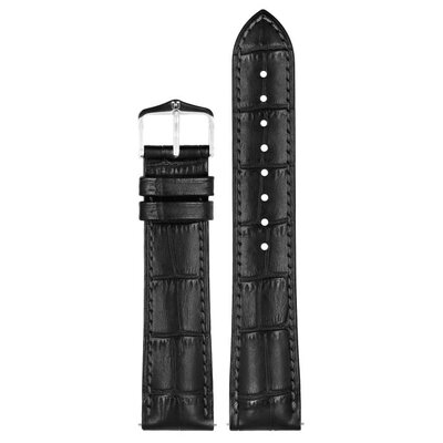 bracelet en cuir Hirsch Duke S 01028350-2, noir, veau, longueur S, Quick Release